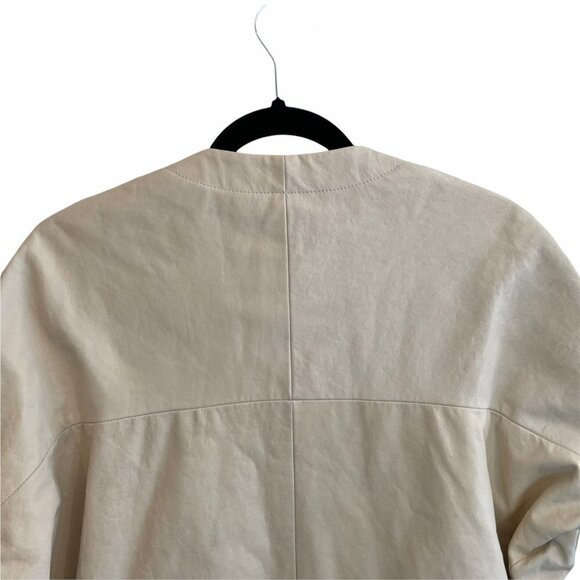 Maria Cornejo Lambskin Leather Full Zip Koya Bomber Jacket Cream Size M - Picture 9 of 12